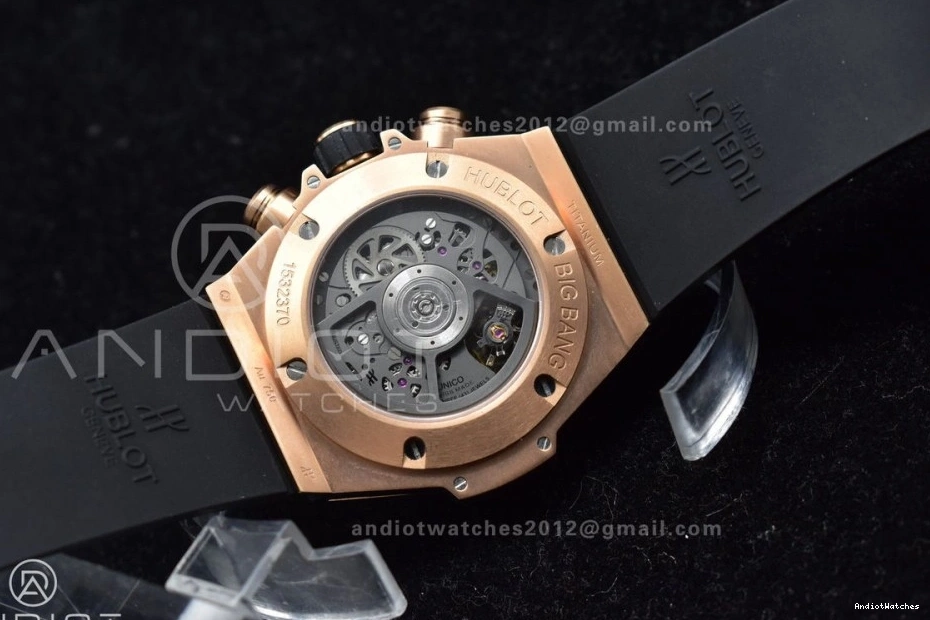 Strap GoodFit ZF Bang Edition Rubber RG Best Hublot 904 Big Dial on Skeleton Unico Black 1:1 A 0420